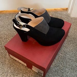 Sacha London black/grey suede sling back bootie